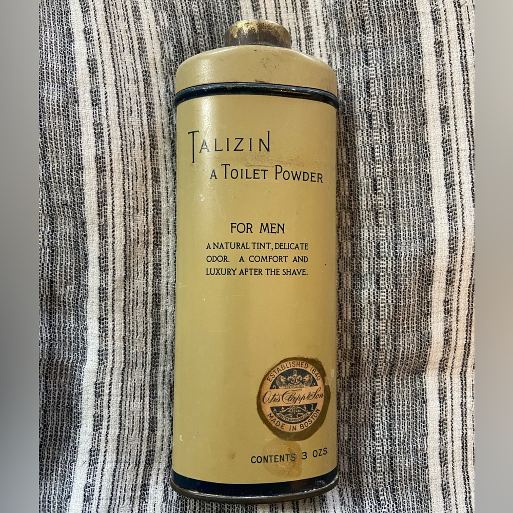 Antique Talizin Toilet Powder Tin Otis Clapp & Son Boston Providence Prop Tan